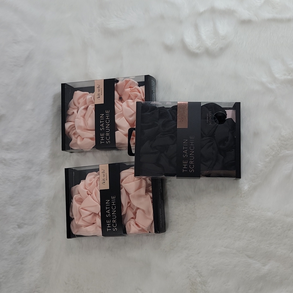 Kitsch The Satin Scrunchie Black and Pink